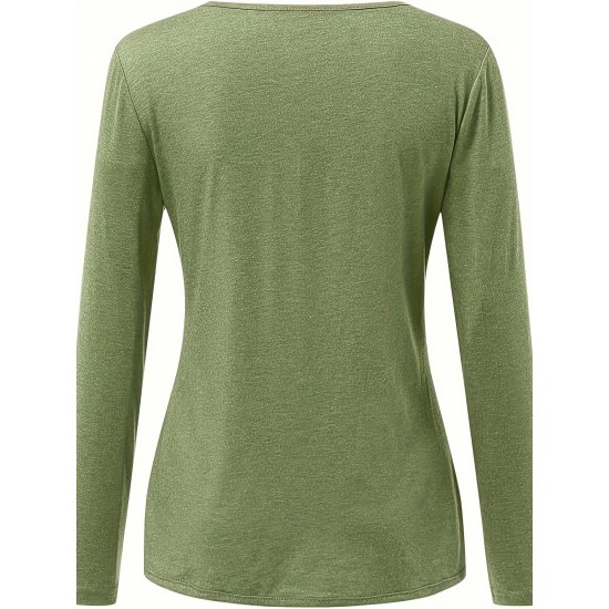 Plus Size Women's Irregular Button-hem Long-sleeved Loose T-shirt Plus Size Women's Irregular Button-hem Long-sleeved Loose T-shirt
