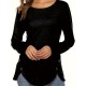 Plus Size Women's Irregular Button-hem Long-sleeved Loose T-shirt Plus Size Women's Irregular Button-hem Long-sleeved Loose T-shirt