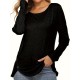 Plus Size Women's Irregular Button-hem Long-sleeved Loose T-shirt Plus Size Women's Irregular Button-hem Long-sleeved Loose T-shirt