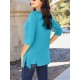 Chic Pink Asymmetrical Hem Tunic - Soft Rayon Blend, 3/4 Sleeve Casual Top with Pockets for Women - Perfect for Spring & Summer Chic Pink Asymmetrical Hem Tunic - Soft Rayon Blend, 3/4 Sleeve Casual Top with Pockets for Women - Perfect for Spring & Summer