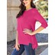 Chic Pink Asymmetrical Hem Tunic - Soft Rayon Blend, 3/4 Sleeve Casual Top with Pockets for Women - Perfect for Spring & Summer Chic Pink Asymmetrical Hem Tunic - Soft Rayon Blend, 3/4 Sleeve Casual Top with Pockets for Women - Perfect for Spring & Summer