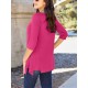 Chic Pink Asymmetrical Hem Tunic - Soft Rayon Blend, 3/4 Sleeve Casual Top with Pockets for Women - Perfect for Spring & Summer Chic Pink Asymmetrical Hem Tunic - Soft Rayon Blend, 3/4 Sleeve Casual Top with Pockets for Women - Perfect for Spring & Summer