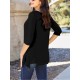 Chic Pink Asymmetrical Hem Tunic - Soft Rayon Blend, 3/4 Sleeve Casual Top with Pockets for Women - Perfect for Spring & Summer Chic Pink Asymmetrical Hem Tunic - Soft Rayon Blend, 3/4 Sleeve Casual Top with Pockets for Women - Perfect for Spring & Summer