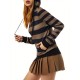 Women's Casual Striped Hoodie with Kangaroo Pocket - Long Sleeve, Round Neck Pullover, Machine Washable - Available in S/M/L/XL/XXL Women's Casual Striped Hoodie with Kangaroo Pocket - Long Sleeve, Round Neck Pullover, Machine Washable - Available in S/M/L/XL/XXL
