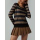 Women's Casual Striped Hoodie with Kangaroo Pocket - Long Sleeve, Round Neck Pullover, Machine Washable - Available in S/M/L/XL/XXL Women's Casual Striped Hoodie with Kangaroo Pocket - Long Sleeve, Round Neck Pullover, Machine Washable - Available in S/M/L/XL/XXL