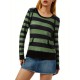Women's Casual Striped Hoodie with Kangaroo Pocket - Long Sleeve, Round Neck Pullover, Machine Washable - Available in S/M/L/XL/XXL Women's Casual Striped Hoodie with Kangaroo Pocket - Long Sleeve, Round Neck Pullover, Machine Washable - Available in S/M/L/XL/XXL