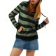 Women's Casual Striped Hoodie with Kangaroo Pocket - Long Sleeve, Round Neck Pullover, Machine Washable - Available in S/M/L/XL/XXL Women's Casual Striped Hoodie with Kangaroo Pocket - Long Sleeve, Round Neck Pullover, Machine Washable - Available in S/M/L/XL/XXL