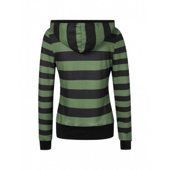 Women's Casual Striped Hoodie with Kangaroo Pocket - Long Sleeve, Round Neck Pullover, Machine Washable - Available in S/M/L/XL/XXL Women's Casual Striped Hoodie with Kangaroo Pocket - Long Sleeve, Round Neck Pullover, Machine Washable - Available in S/M/L/XL/XXL