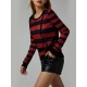 Women's Casual Striped Hoodie with Kangaroo Pocket - Long Sleeve, Round Neck Pullover, Machine Washable - Available in S/M/L/XL/XXL Women's Casual Striped Hoodie with Kangaroo Pocket - Long Sleeve, Round Neck Pullover, Machine Washable - Available in S/M/L/XL/XXL