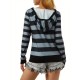 Women's Casual Striped Hoodie with Kangaroo Pocket - Long Sleeve, Round Neck Pullover, Machine Washable - Available in S/M/L/XL/XXL Women's Casual Striped Hoodie with Kangaroo Pocket - Long Sleeve, Round Neck Pullover, Machine Washable - Available in S/M/L/XL/XXL