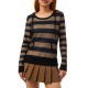 Women's Casual Striped Hoodie with Kangaroo Pocket - Long Sleeve, Round Neck Pullover, Machine Washable - Available in S/M/L/XL/XXL Women's Casual Striped Hoodie with Kangaroo Pocket - Long Sleeve, Round Neck Pullover, Machine Washable - Available in S/M/L/XL/XXL