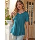 Stylish V-Neck Plus Size T-Shirt - Women Plus Size Clothing, Elegant Button Front, Short Sleeve, Pleated Detail, Perfect for Spring & Summer Stylish V-Neck Plus Size T-Shirt - Women Plus Size Clothing, Elegant Button Front, Short Sleeve, Pleated Detail, Perfect for Spring & Summer