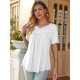 Stylish V-Neck Plus Size T-Shirt - Women Plus Size Clothing, Elegant Button Front, Short Sleeve, Pleated Detail, Perfect for Spring & Summer Stylish V-Neck Plus Size T-Shirt - Women Plus Size Clothing, Elegant Button Front, Short Sleeve, Pleated Detail, Perfect for Spring & Summer
