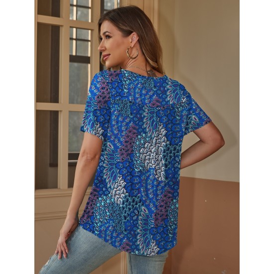 Stylish V-Neck Plus Size T-Shirt - Women Plus Size Clothing, Elegant Button Front, Short Sleeve, Pleated Detail, Perfect for Spring & Summer Stylish V-Neck Plus Size T-Shirt - Women Plus Size Clothing, Elegant Button Front, Short Sleeve, Pleated Detail, Perfect for Spring & Summer
