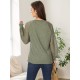 Tooluck Plus Size Women's Round Neck Pleated Lace Panel Long Sleeve Top Tooluck Plus Size Women's Round Neck Pleated Lace Panel Long Sleeve Top