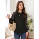 Tooluck Plus Size Women's Round Neck Pleated Lace Panel Long Sleeve Top Tooluck Plus Size Women's Round Neck Pleated Lace Panel Long Sleeve Top