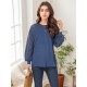 Tooluck Plus Size Women's Round Neck Pleated Lace Panel Long Sleeve Top Tooluck Plus Size Women's Round Neck Pleated Lace Panel Long Sleeve Top