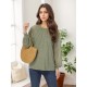 Tooluck Plus Size Women's Round Neck Pleated Lace Panel Long Sleeve Top Tooluck Plus Size Women's Round Neck Pleated Lace Panel Long Sleeve Top