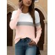 Tooluck Plus Size Women's Casual Color Block Long Sleeve Tops Crew Neck Loose Fit Blouses Tooluck Plus Size Women's Casual Color Block Long Sleeve Tops Crew Neck Loose Fit Blouses