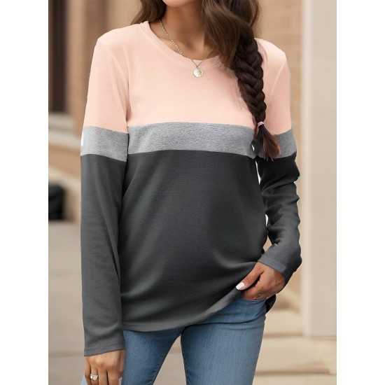 Tooluck Plus Size Women's Casual Color Block Long Sleeve Tops Crew Neck Loose Fit Blouses Tooluck Plus Size Women's Casual Color Block Long Sleeve Tops Crew Neck Loose Fit Blouses
