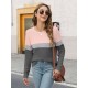 Tooluck Plus Size Women's Casual Color Block Long Sleeve Tops Crew Neck Loose Fit Blouses Tooluck Plus Size Women's Casual Color Block Long Sleeve Tops Crew Neck Loose Fit Blouses