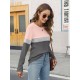 Tooluck Plus Size Women's Casual Color Block Long Sleeve Tops Crew Neck Loose Fit Blouses Tooluck Plus Size Women's Casual Color Block Long Sleeve Tops Crew Neck Loose Fit Blouses