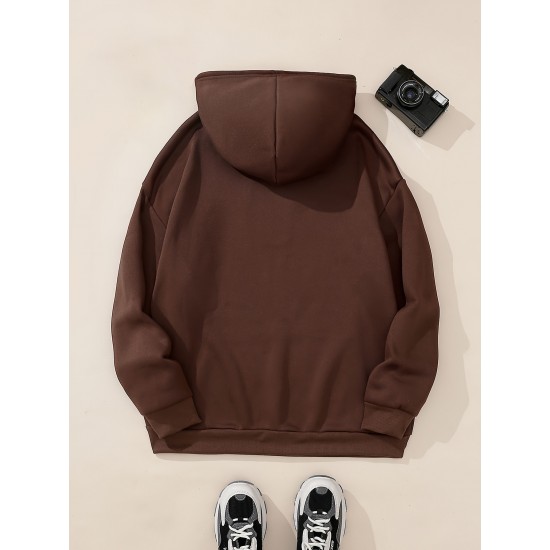 Plus Size Cozy Letter Print Hoodie - Soft, Casual, Drawstring, Hooded, Long Sleeve, Kangaroo Pocket Sweatshirt for Fall & Winter - Women's Comfortable Plus Size Clothing for Everyday Wear Plus Size Cozy Letter Print Hoodie - Soft, Casual, Drawstring, Hooded, Long Sleeve, Kangaroo Pocket Sweatshirt for Fall & Winter - Women's Comfortable Plus Size Clothing for Everyday Wear