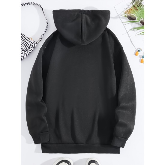 Plus Size Cozy Letter Print Hoodie - Soft, Casual, Drawstring, Hooded, Long Sleeve, Kangaroo Pocket Sweatshirt for Fall & Winter - Women's Comfortable Plus Size Clothing for Everyday Wear Plus Size Cozy Letter Print Hoodie - Soft, Casual, Drawstring, Hooded, Long Sleeve, Kangaroo Pocket Sweatshirt for Fall & Winter - Women's Comfortable Plus Size Clothing for Everyday Wear
