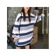 Long Sleeve Fashion Stripe Printing Womens Casual Round Neck Loose Pullover T-shirt Long Sleeve Fashion Stripe Printing Womens Casual Round Neck Loose Pullover T-shirt