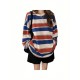 Long Sleeve Fashion Stripe Printing Womens Casual Round Neck Loose Pullover T-shirt Long Sleeve Fashion Stripe Printing Womens Casual Round Neck Loose Pullover T-shirt