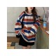 Long Sleeve Fashion Stripe Printing Womens Casual Round Neck Loose Pullover T-shirt Long Sleeve Fashion Stripe Printing Womens Casual Round Neck Loose Pullover T-shirt