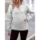 Elegant Cable Knit Hoodie with Pockets - Cozy Polyester Blend, Machine Washable - Women's Fashion for Fall/Winter Elegant Cable Knit Hoodie with Pockets - Cozy Polyester Blend, Machine Washable - Women's Fashion for Fall/Winter