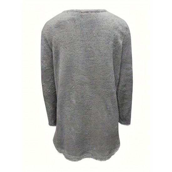 Cozy Plus-Size Fleece Pullover - Warm Long Sleeve Top with Pockets, Ideal for Casual Wear Cozy Plus-Size Fleece Pullover - Warm Long Sleeve Top with Pockets, Ideal for Casual Wear
