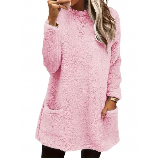 Cozy Plus-Size Fleece Pullover - Warm Long Sleeve Top with Pockets, Ideal for Casual Wear Cozy Plus-Size Fleece Pullover - Warm Long Sleeve Top with Pockets, Ideal for Casual Wear