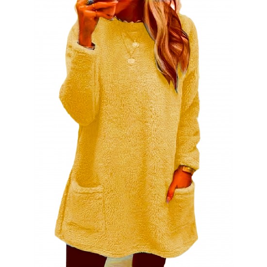 Cozy Plus-Size Fleece Pullover - Warm Long Sleeve Top with Pockets, Ideal for Casual Wear Cozy Plus-Size Fleece Pullover - Warm Long Sleeve Top with Pockets, Ideal for Casual Wear