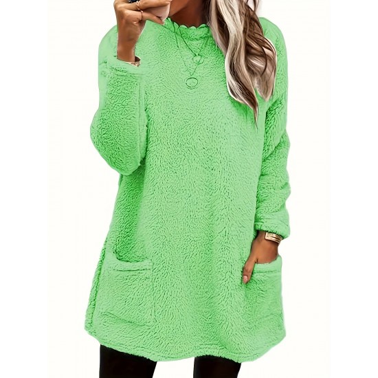Cozy Plus-Size Fleece Pullover - Warm Long Sleeve Top with Pockets, Ideal for Casual Wear Cozy Plus-Size Fleece Pullover - Warm Long Sleeve Top with Pockets, Ideal for Casual Wear