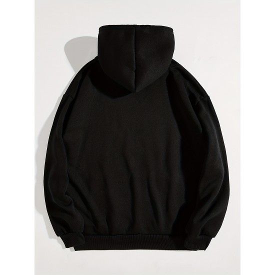 Plus Size Basic Sweatshirt, Women's Plus Letter Print Long Sleeve Slight Stretch Drawstring Hoodie With Kangaroo Pocket Plus Size Basic Sweatshirt, Women's Plus Letter Print Long Sleeve Slight Stretch Drawstring Hoodie With Kangaroo Pocket