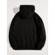 Plus Size Basic Sweatshirt, Women's Plus Letter Print Long Sleeve Slight Stretch Drawstring Hoodie With Kangaroo Pocket Plus Size Basic Sweatshirt, Women's Plus Letter Print Long Sleeve Slight Stretch Drawstring Hoodie With Kangaroo Pocket
