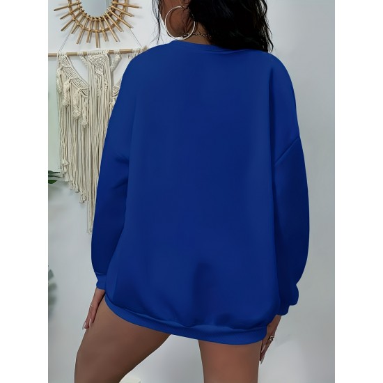 Plus Size Simple Solid Crew Neck Pullover Sweatshirt, Women's Casual Long Sleeve Clothing Plus Size Simple Solid Crew Neck Pullover Sweatshirt, Women's Casual Long Sleeve Clothing
