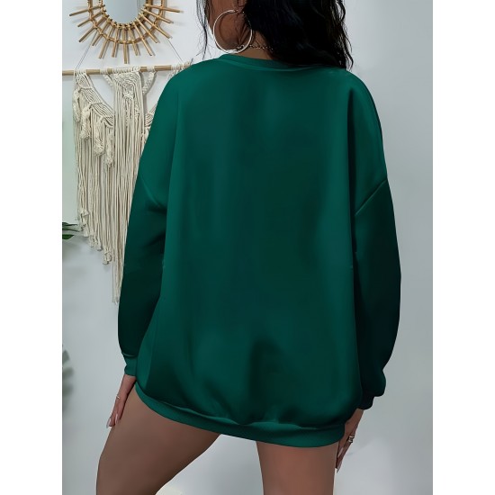 Plus Size Simple Solid Crew Neck Pullover Sweatshirt, Women's Casual Long Sleeve Clothing Plus Size Simple Solid Crew Neck Pullover Sweatshirt, Women's Casual Long Sleeve Clothing
