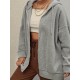 Plus Size Solid Color Zip Front Hoodie, Simple Casual Drawstring Long Sleeve Hooded Sweatshirt, Women's Plus Size Clothing Plus Size Solid Color Zip Front Hoodie, Simple Casual Drawstring Long Sleeve Hooded Sweatshirt, Women's Plus Size Clothing