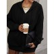 Plus Size Solid Color Zip Front Hoodie, Simple Casual Drawstring Long Sleeve Hooded Sweatshirt, Women's Plus Size Clothing Plus Size Solid Color Zip Front Hoodie, Simple Casual Drawstring Long Sleeve Hooded Sweatshirt, Women's Plus Size Clothing