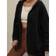 Plus Size Solid Color Zip Front Hoodie, Simple Casual Drawstring Long Sleeve Hooded Sweatshirt, Women's Plus Size Clothing Plus Size Solid Color Zip Front Hoodie, Simple Casual Drawstring Long Sleeve Hooded Sweatshirt, Women's Plus Size Clothing