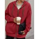 Plus Size Solid Color Zip Front Hoodie, Simple Casual Drawstring Long Sleeve Hooded Sweatshirt, Women's Plus Size Clothing Plus Size Solid Color Zip Front Hoodie, Simple Casual Drawstring Long Sleeve Hooded Sweatshirt, Women's Plus Size Clothing