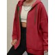 Plus Size Solid Color Zip Front Hoodie, Simple Casual Drawstring Long Sleeve Hooded Sweatshirt, Women's Plus Size Clothing Plus Size Solid Color Zip Front Hoodie, Simple Casual Drawstring Long Sleeve Hooded Sweatshirt, Women's Plus Size Clothing