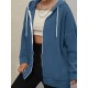 Plus Size Solid Color Zip Front Hoodie, Simple Casual Drawstring Long Sleeve Hooded Sweatshirt, Women's Plus Size Clothing Plus Size Solid Color Zip Front Hoodie, Simple Casual Drawstring Long Sleeve Hooded Sweatshirt, Women's Plus Size Clothing