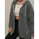 Plus Size Solid Color Zip Front Hoodie, Simple Casual Drawstring Long Sleeve Hooded Sweatshirt, Women's Plus Size Clothing Plus Size Solid Color Zip Front Hoodie, Simple Casual Drawstring Long Sleeve Hooded Sweatshirt, Women's Plus Size Clothing