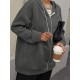 Plus Size Solid Color Zip Front Hoodie, Simple Casual Drawstring Long Sleeve Hooded Sweatshirt, Women's Plus Size Clothing Plus Size Solid Color Zip Front Hoodie, Simple Casual Drawstring Long Sleeve Hooded Sweatshirt, Women's Plus Size Clothing