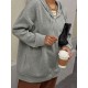 Plus Size Solid Color Zip Front Hoodie, Simple Casual Drawstring Long Sleeve Hooded Sweatshirt, Women's Plus Size Clothing Plus Size Solid Color Zip Front Hoodie, Simple Casual Drawstring Long Sleeve Hooded Sweatshirt, Women's Plus Size Clothing