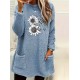 Cozy Plus Size Sunflower Print Sweatshirt with Pockets - Casual Long Sleeve Crew Neck Pullover for Women, Perfect for Fall & Winter Cozy Plus Size Sunflower Print Sweatshirt with Pockets - Casual Long Sleeve Crew Neck Pullover for Women, Perfect for Fall & Winter
